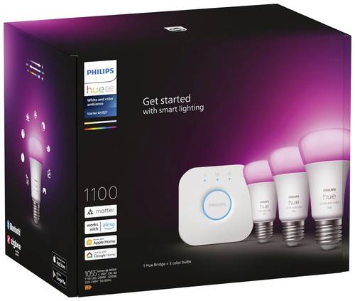 Philips Hue Beleuchtungskit 8719514291515 EEK: F (A - G) HueWCA 9W A60 E27 3set EUR PMO E27 11W RGBW von Philips