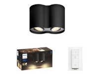 Philips Hue White ambience Pillar Zweierspot schwarz + Dimmschalter, Intelligente Deckenbeleuchtung, Bluetooth, Schwarz, LED, GU10, Weiß von Philips