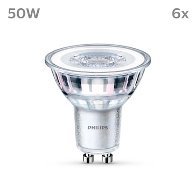 Philips LED Classic Lampe mit 50W, GU10 Sockel, Warmwhite (2700K) 6er Pack von Philips