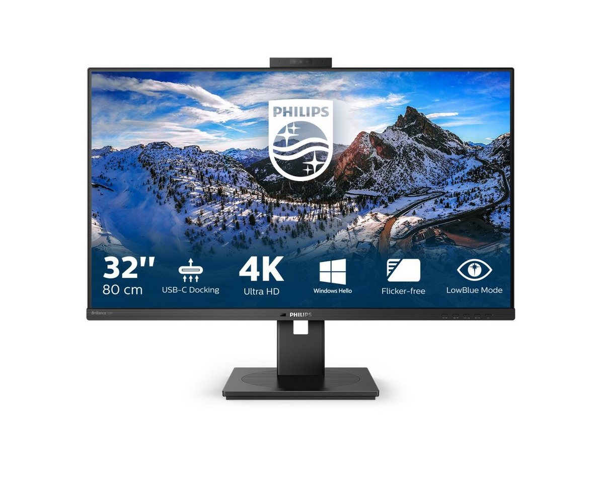 Philips LED-Display P-line 329P1H - 81.3 cm (32) - 3840 x 2160 4K TFT-Monitor (3840 x 2160 px, 4K Ultra HD, 4 ms Reaktionszeit, 60 Hz, IPS, Eingebautes Mikrofon, Kamera, Lautsprecher, HDCP, Höhenverstellbar) von Philips