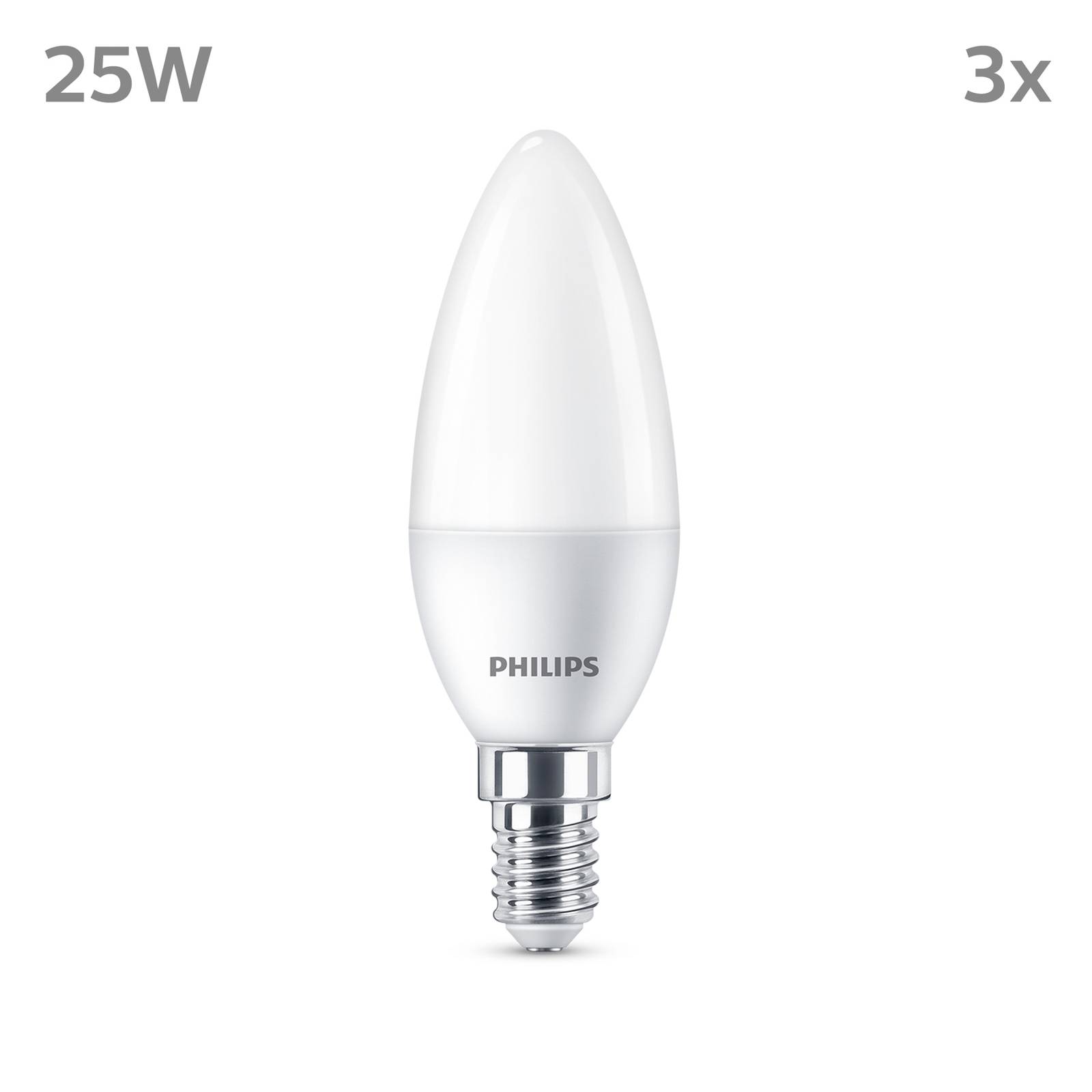 Philips LED-Kerze E14 2,8W 250lm 2.700K matt 3er von Philips