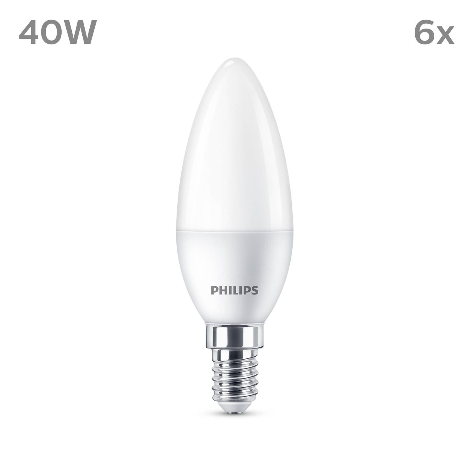 Philips LED-Kerze E14 4,9W 470m 2.700K matt 6er von Philips