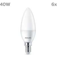 Philips LED Kerzenlampe mit 40W, E14 Sockel, Matt, Warmwhite (2700K) 6er Pack von Philips