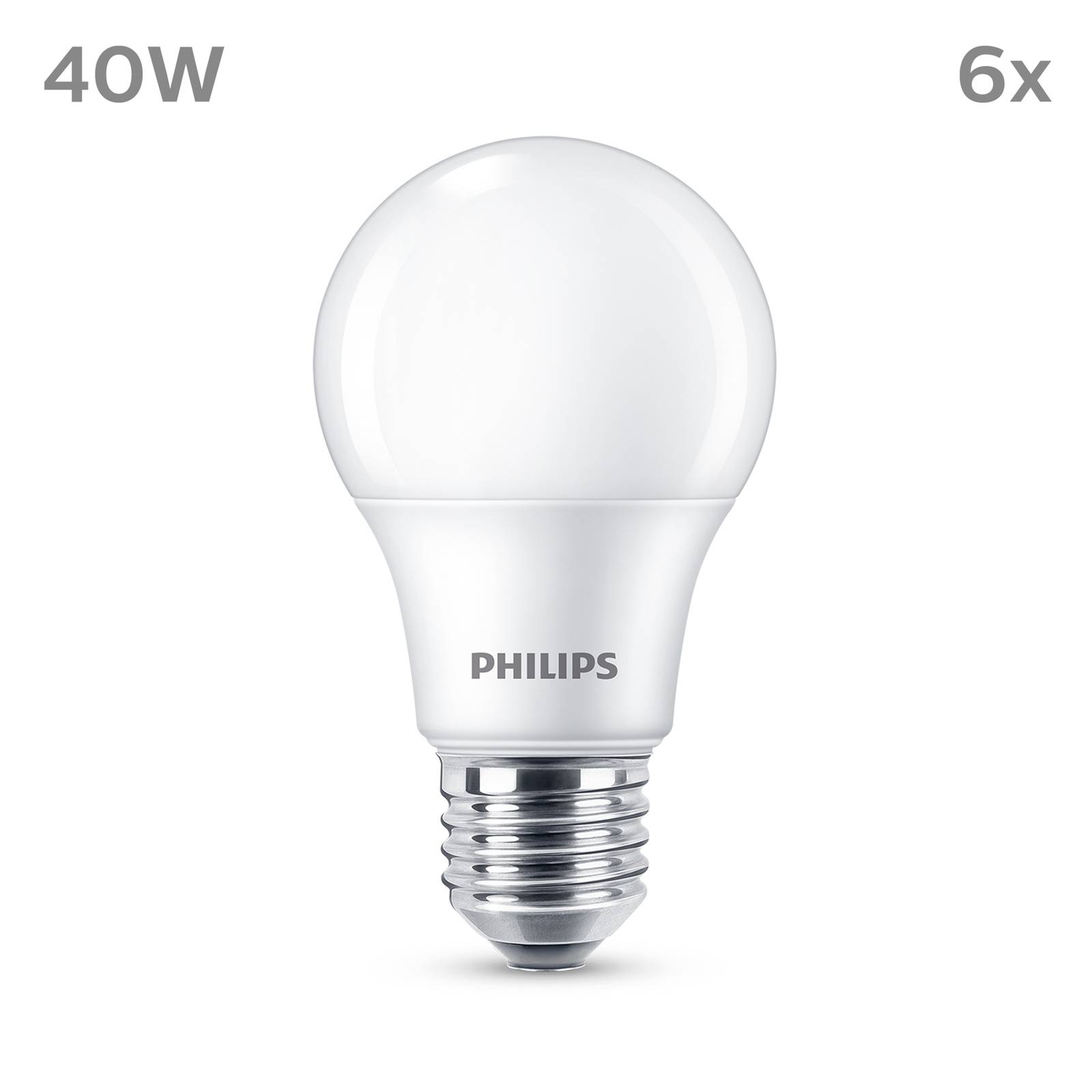 Philips LED-Lampe E27 4,9W 470lm 2.700K matt 6er von Philips