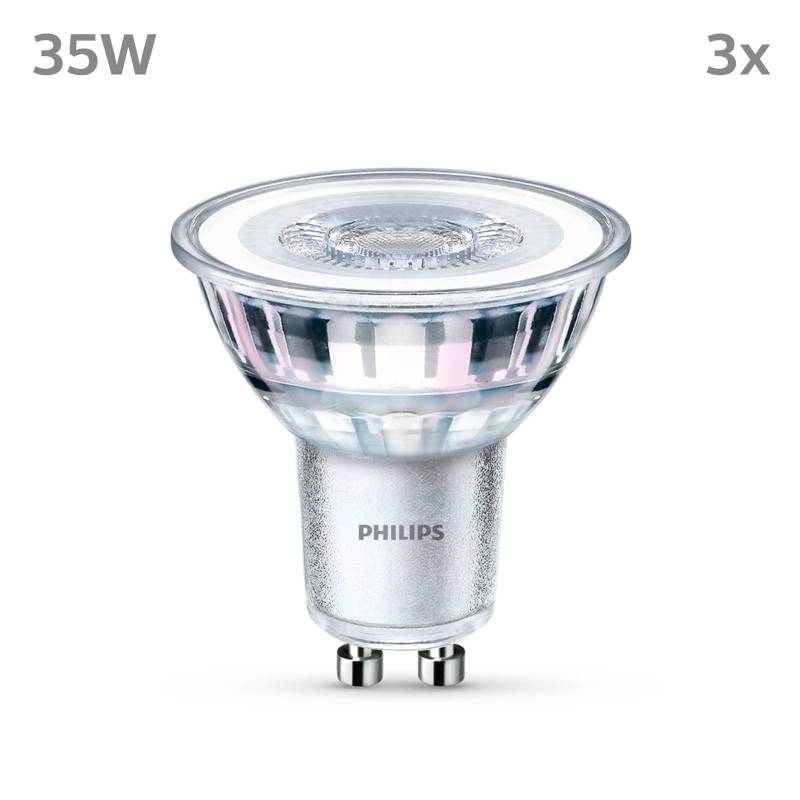 Philips LED-Lampe GU10 3,5W 255lm 827 klar 36° 3er von Philips