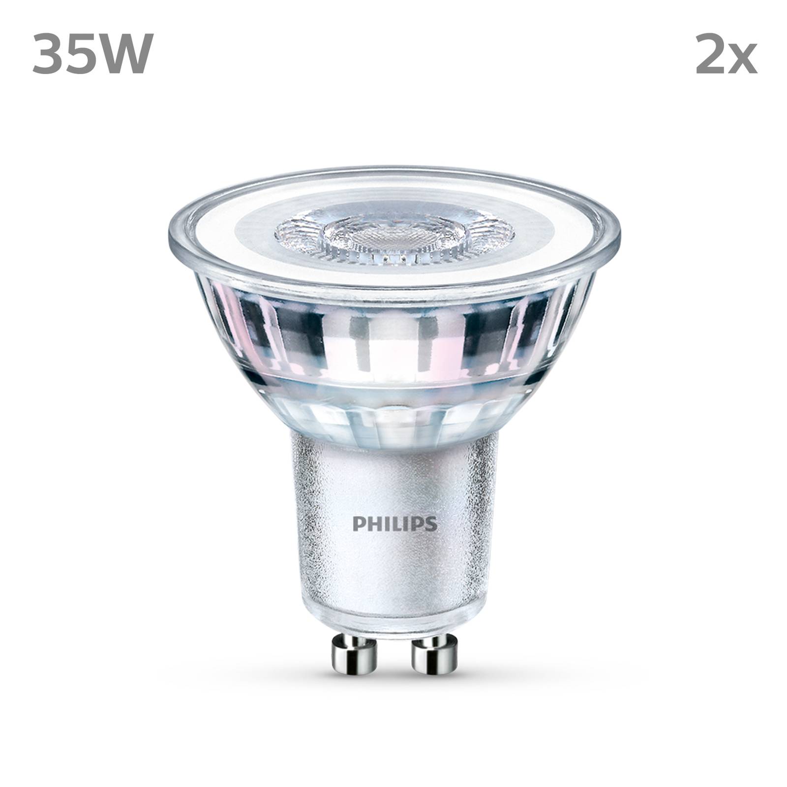 Philips LED-Lampe GU10 3,5W 275lm 840 klar 36° 2er von Philips