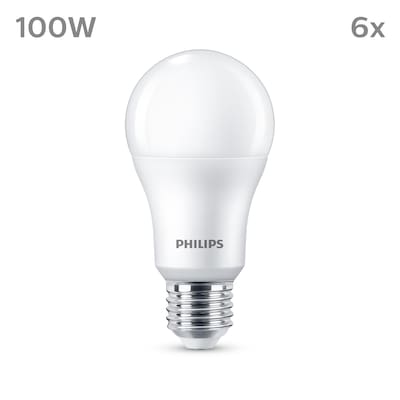 Philips LED Normallampe mit 100W, E27 Sockel, Matt, Neutralweiß (4000K) 6er Pack von Philips