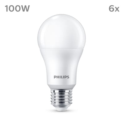 Philips LED Normallampe mit 100W, E27 Sockel, Matt, Warmwhite (2700K) 6er Pack von Philips
