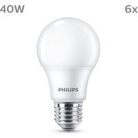 Philips LED Normallampe mit 40W, E27 Sockel, Matt, Warmwhite (2700K) 6er Pack von Philips