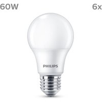 Philips LED Normallampe mit 60W, E27 Sockel, Matt, Warmwhite (2700K) 6er Pack von Philips