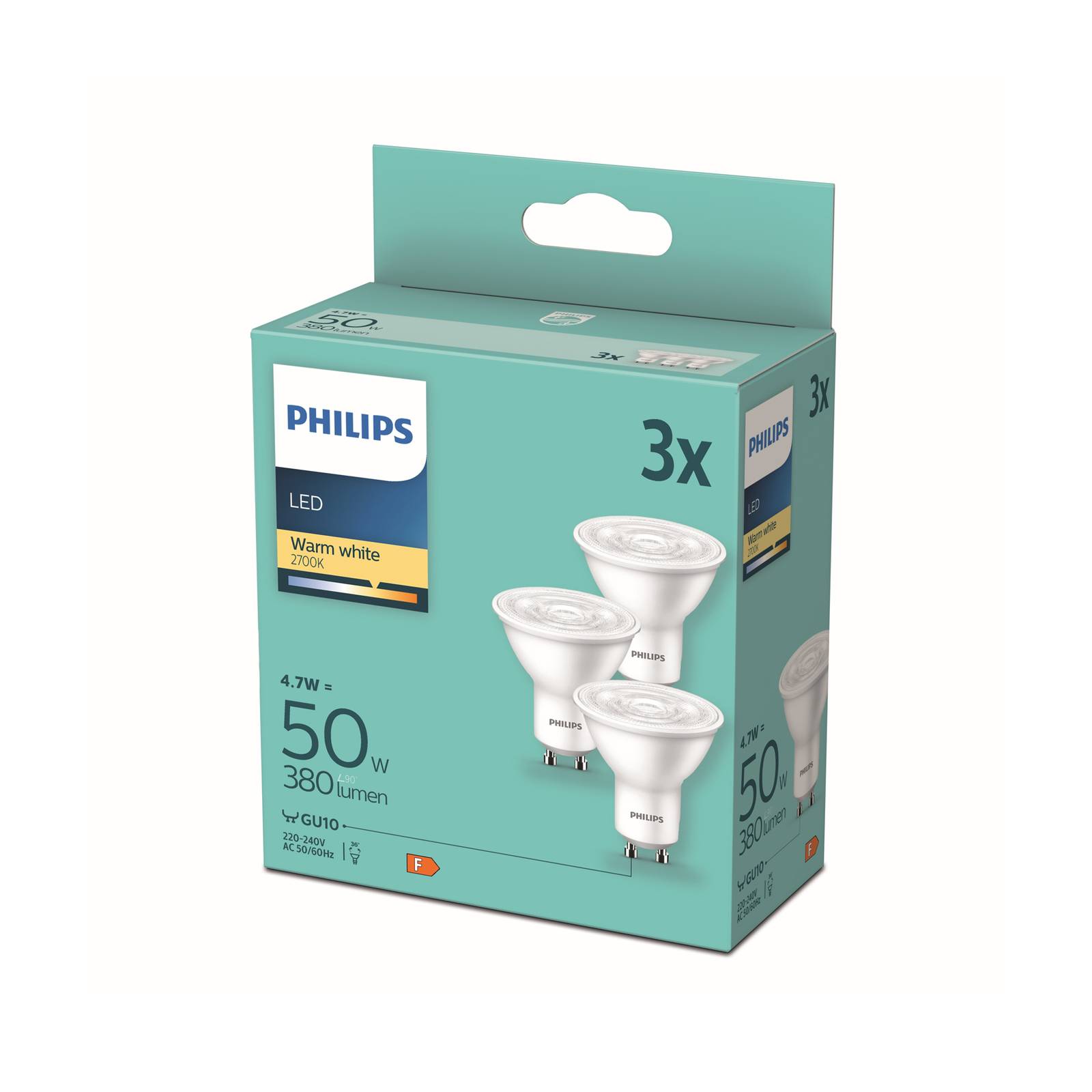 Philips LED-Reflektor GU10 4,7W weiß 2.700K 36° 3x von Philips