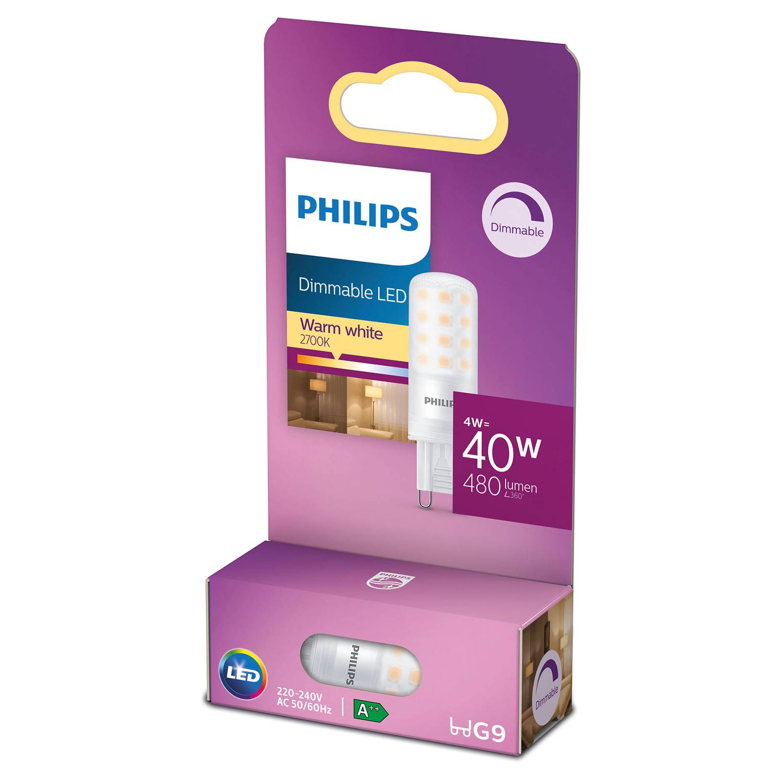 Philips LED-Stiftsockel G9 4W 2.700K matt dimmbar von Philips