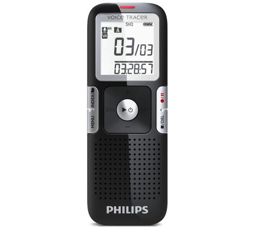 Philips LFH0642 Voice Tracer Digitaler Recorder 2 GB Flash-Speicher MP3 1,4 Zoll/3,56 cm Display Platin-Chrom Klavierlack-Schwarz von Philips