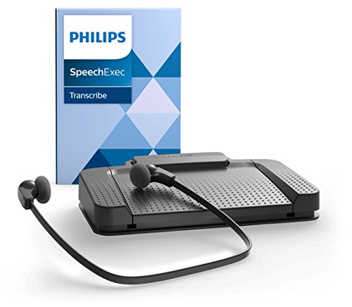 Philips LFH7177 Wiedergabe-Set für digitale Diktiersysteme von Philips, inkl. USB-Fußschalter ACC2330, Stereo-Unterkinn-Kopfhörer LFH0334, Wiedergabe-Software SpeechExec 10, anthrazit von Philips