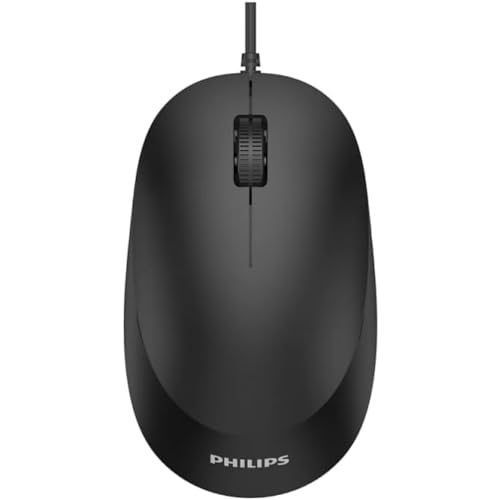 Philips Maus SPK7207B 2000 kabelgebunden – USB 2.0 Anschluss, ergonomisches Design und 1.200 DPI Sensor, Leise Klicks, für Links- und Rechtshänder, Kompatibel mit PC, Mac, Laptop, schwarz von Philips