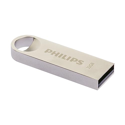 Philips Moon Edition High Speed 2.0 USB-Flash-Laufwerk 32 GB für PC, Laptop, Computer Data Storage, Lesegeschwindigkeit bis zu 20 MB/s, Aluminium, Schlüsselanhänger von Philips