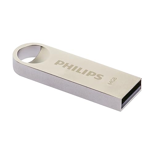 Philips Moon Edition High Speed 2.0 USB-Flash-Laufwerk 64 GB für PC, Laptop, Computer Data Storage, Lesegeschwindigkeit bis zu 20 MB/s, Aluminium, Schlüsselanhänger von Philips
