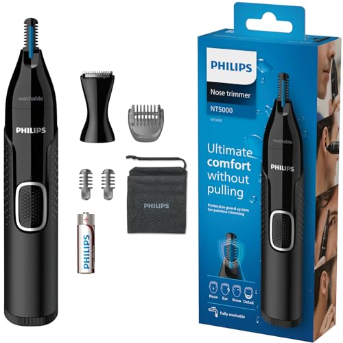 Philips Nose Trimmer Series 5000 Nasenhaar, Ohrenhaar und Augenbrauentrimmer mit PrecisionTrim-Technologie (Modell NT5650/16) von Philips