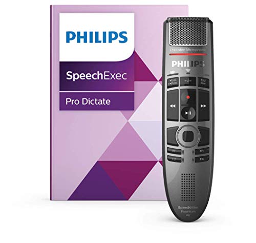 Philips PSE4000 SpeechMike Premium Air, kabelloses Diktiermikrofon Diktiergerät inkl. Philips Diktier- und Spracherkennungssoftware, ergonomisches Design, Bedienung per sensorischem Bedienfeld, antharzit von Philips