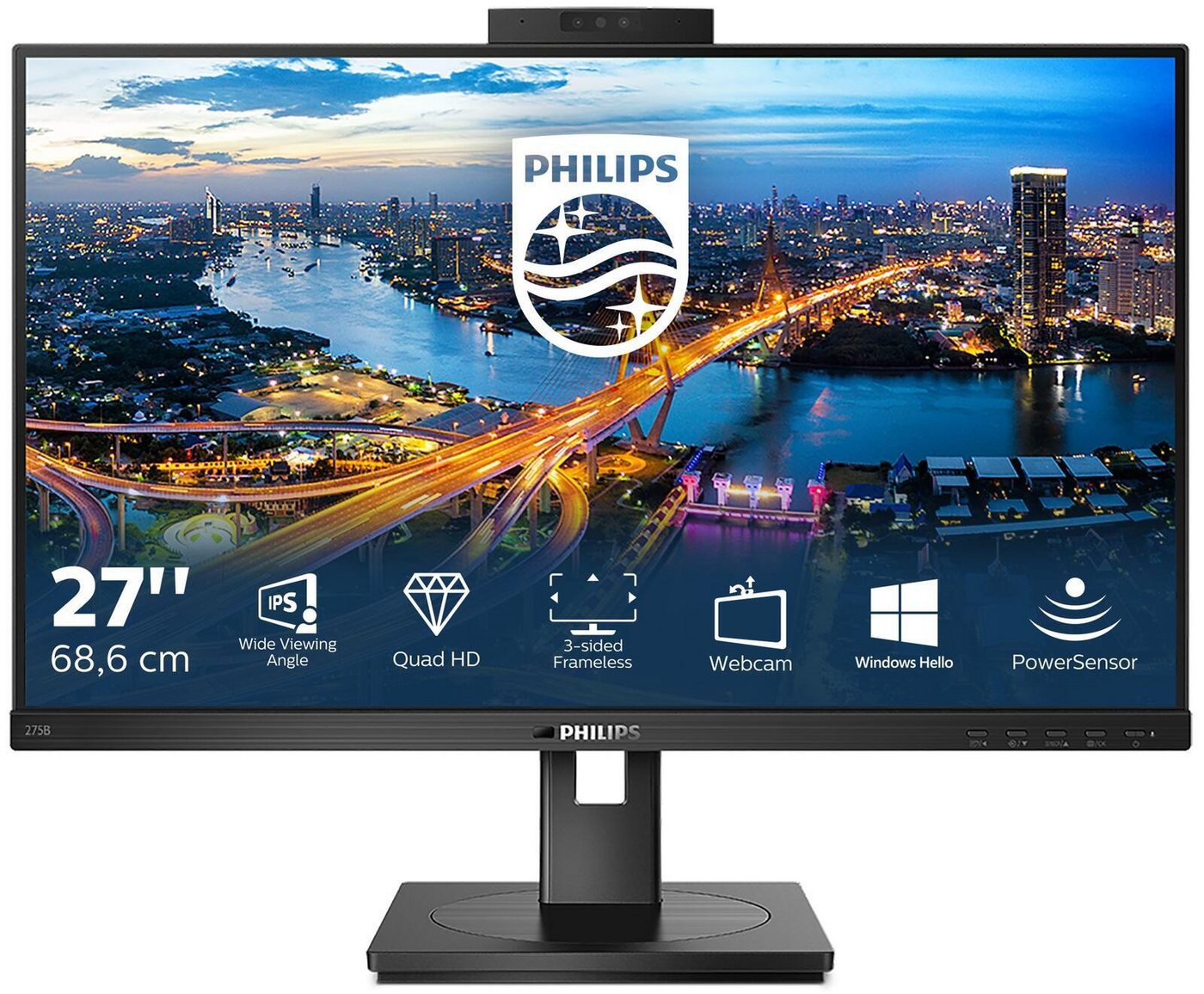 Philips Philips 275B1H LED-Monitor (2.560 x 1.440 Pixel (16:9), 4 ms Reaktionszeit, IPS Panel) von Philips