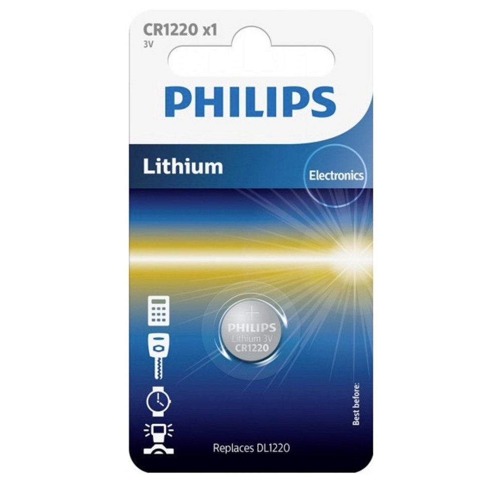 Philips Philips Knopfzelle CR 1220 3 V 1 St. Lithium Minicells Knopfzelle, (3.00 V) von Philips