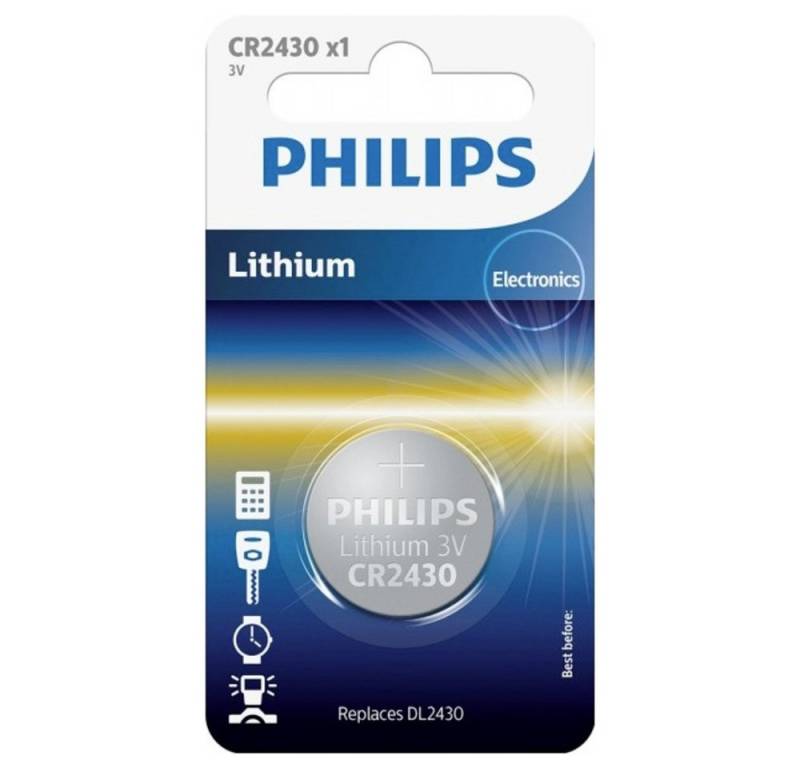 Philips Philips Knopfzelle CR 2430 3 V 1 St. Lithium Minicells Knopfzelle, (3.00 V) von Philips