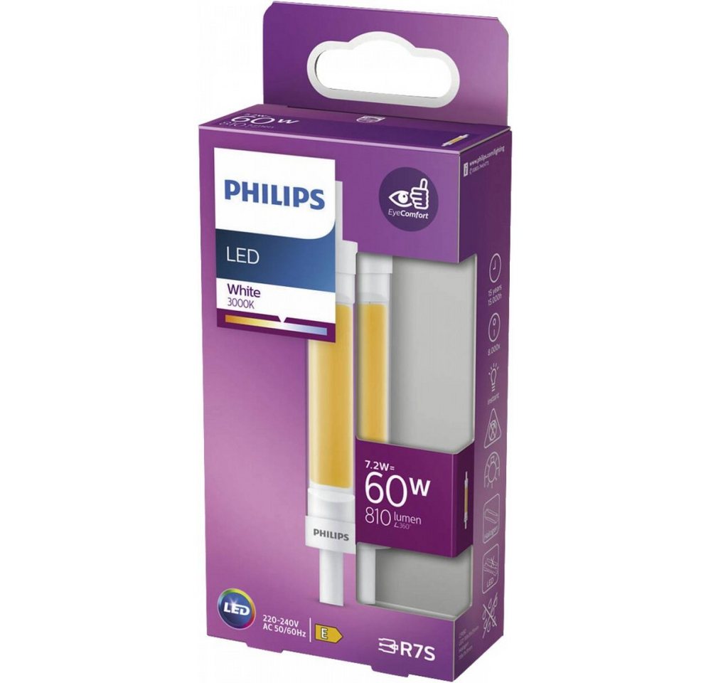 Philips Philips LED 60W R7S 118mm Lichtquelle. Elektro-Kabel, R7S, R7S, Energieverbrauch: 7,2 Watt Philips Philips LED 60W R7S 118mm Lichtquelle. Elektro-Kabel, R7S, R7S, Energieverbrauch: 7,2 Watt von Philips