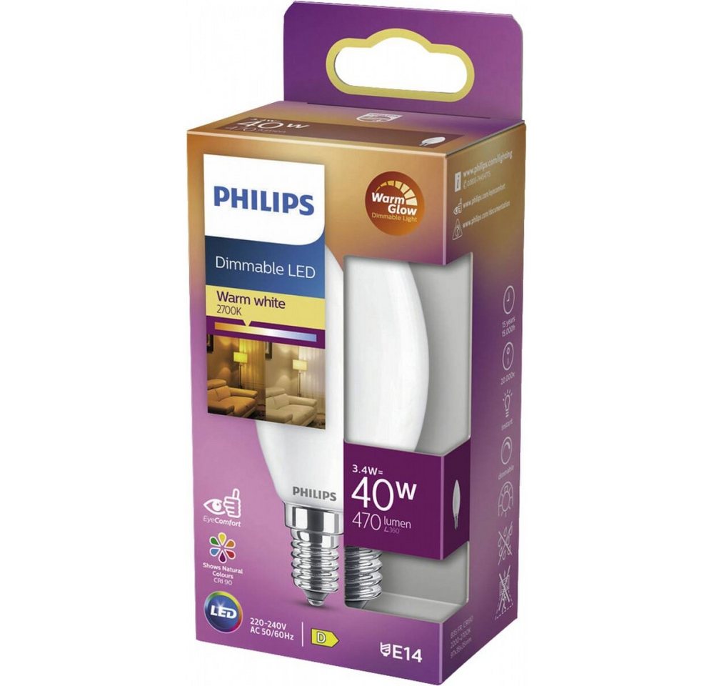 Philips Philips LED Kerzenlampe 40W B35 E14 dimmbar. Elektro-Kabel, E14, Dimmbare LED-Kerzenlampe Philips Philips LED Kerzenlampe 40W B35 E14 dimmbar. Elektro-Kabel, E14, Dimmbare LED-Kerzenlampe von Philips