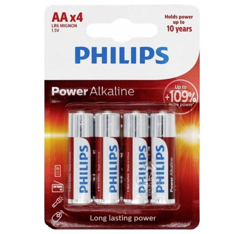 Philips Philips Power LR6 Mignon (AA)-Batterie Alkali-Mangan 1.5 V 4 St. Batterie, (1.50 V) von Philips