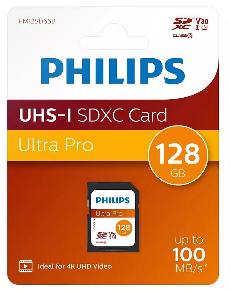 Philips Philips SDXC Karte 128GB Speicherkarte UHS-I U3 V30 A1 Class 10 Speicherkarte von Philips