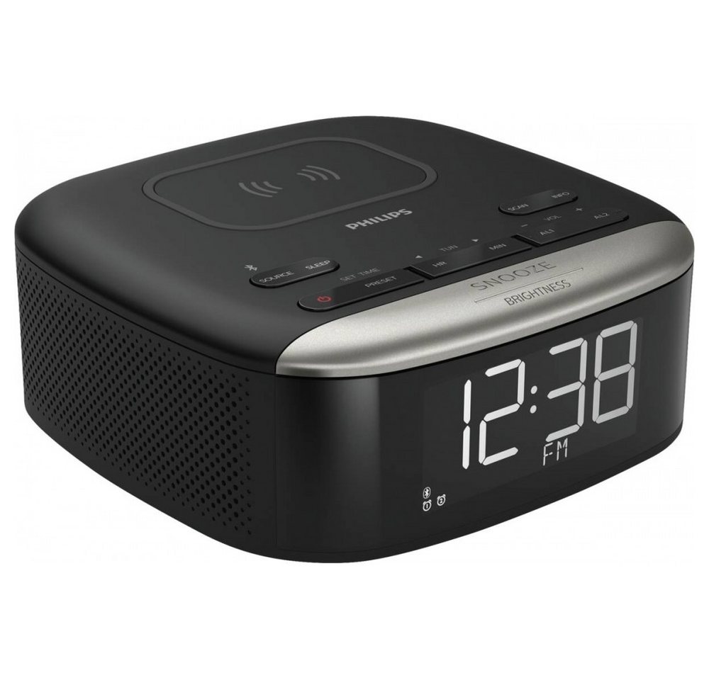 Philips Philips TAR7606/10 Uhrenradio mit Bluetooth und Induktionsladung. Uhrenradio (20 Senderspeicher für UKW, Bluetooth für kabelloses Streaming, RDS, Induktionsladefunktion nach Qi-Standard) von Philips