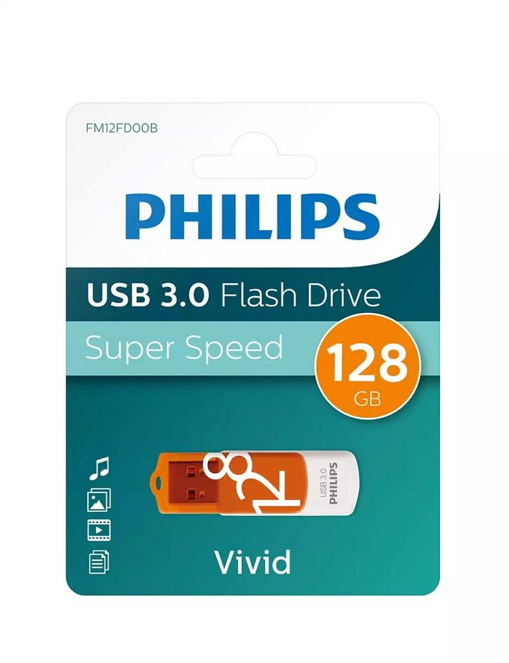 Philips Philips USB Stick 128GB Speicherstick Vivid Edition orange USB 3.0 USB-Stick von Philips