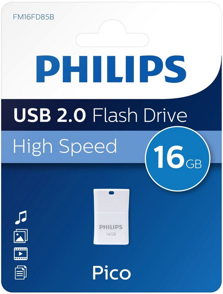Philips Philips USB Stick 16GB Speicherstick Pico Mini weiß USB-Stick von Philips