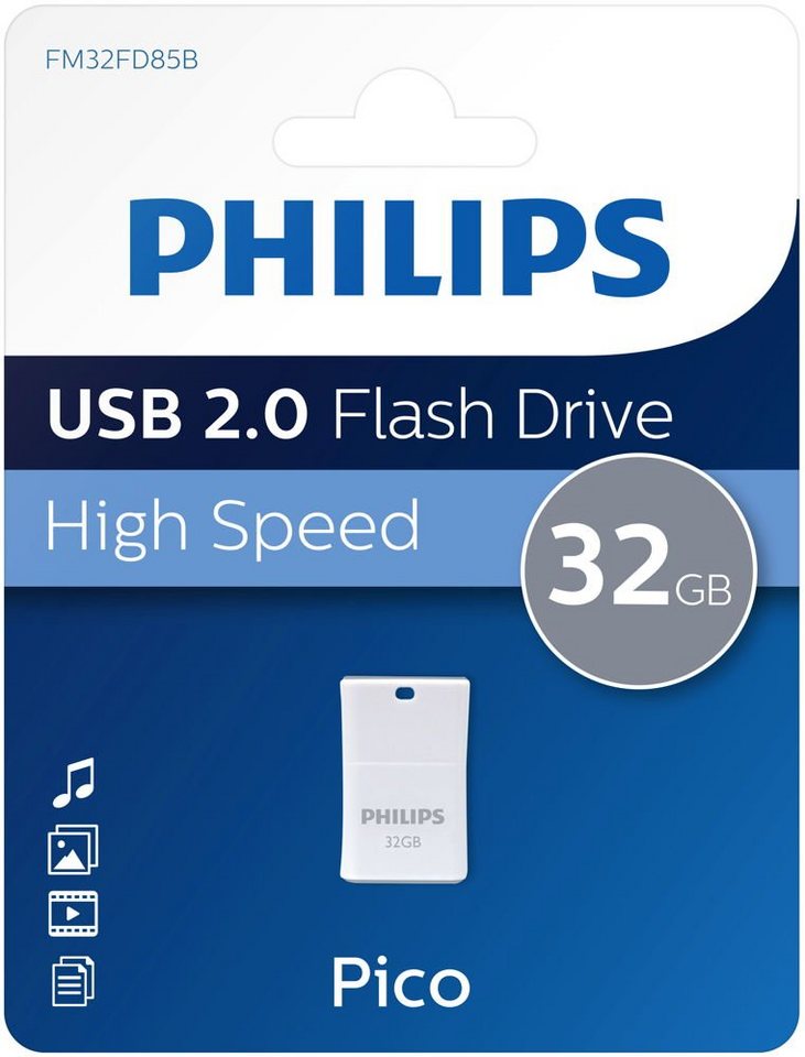 Philips Philips USB Stick 32GB Speicherstick Pico Mini weiß USB-Stick von Philips