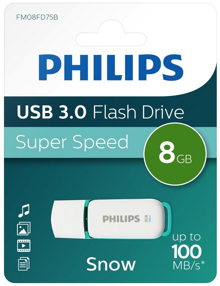 Philips Philips USB Stick 8GB Speicherstick Snow weiß USB 3.0 USB-Stick von Philips