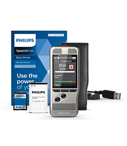 Philips PocketMemo DPM6000 Digitales Diktiergerät, Audiorecorder, Aufnahmegerät inkl. Diktiersoftware SpeechExec Basic 2-Jahres-ABO von Philips