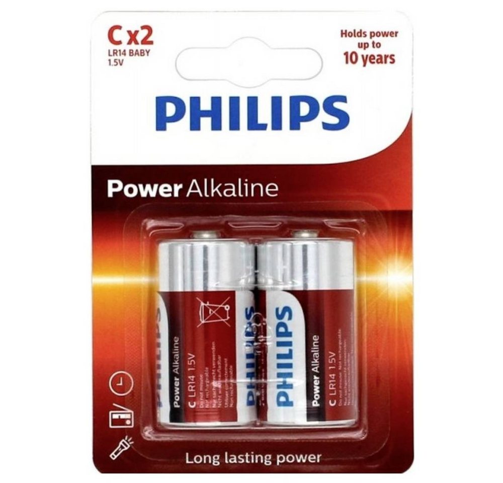 Philips Power Alkaline LR14 C, 2er Batterie von Philips