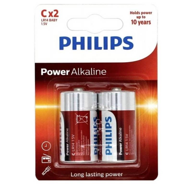 Philips Power Alkaline LR14 C, 2er Batterie von Philips