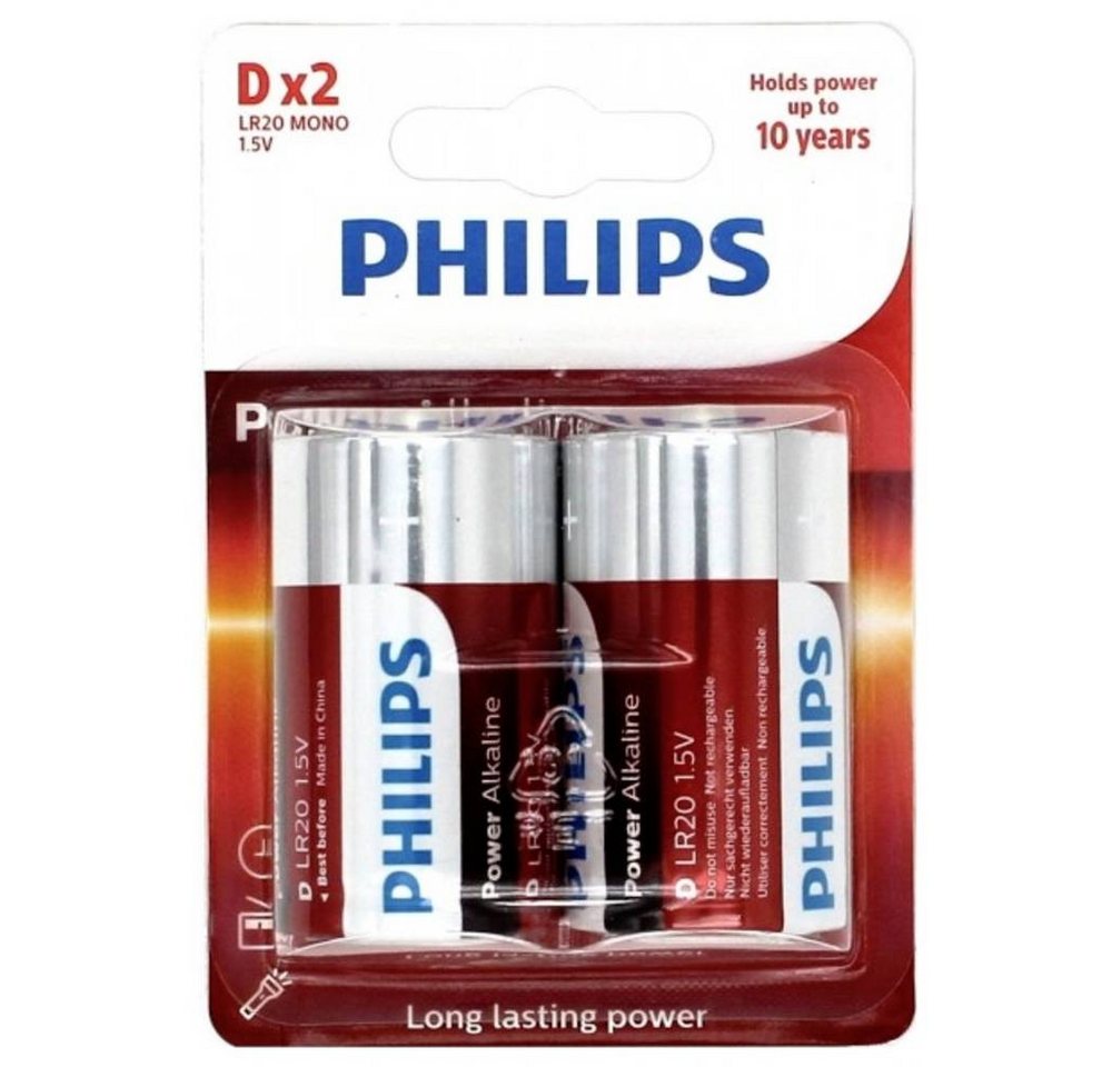 Philips Power Alkaline LR20 D, 2er Batterie Philips Power Alkaline LR20 D, 2er Batterie von Philips