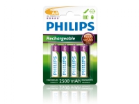 Philips Rechargeables Akku R6B4RTU25/10, Wiederaufladbarer Akku, AA, Nickel-Metallhydrid (NiMH), 1,2 V, 2500 mAh, Cd (cadmium), Hg (Quecksilber) von Philips