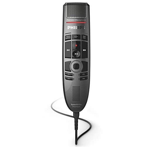 Philips SMP3700 SpeechMike Premium Touch, USB-Diktiermikrofon für kristallklare Aufnahmen und Beste Spracherkennungsergebnisse, Bedienung per sensorischem Bedienfeld und Drucktasten, Anthrazit von Philips