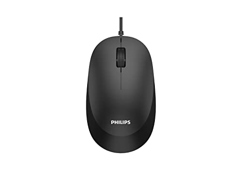 Philips SPK7207 kabelgebundene Maus - 1200 DPI, 2.0 GHz, geräuschearmes Klickerlebnis, Plug-and-Play USB, schwarz von Philips