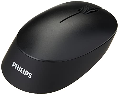 Philips SPK7407 kabellose Maus - 1200 DPI, 2.4GHz + Bluetooth 3.0/5.0, geräuschearmes Klickerlebnis mit 4 Tasten, Ergonomie für Links- und Rechtshänder, schwarz von Philips