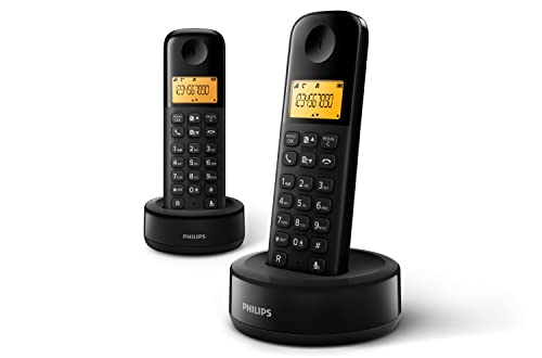 Philips Schnurloses Telefon D1602B/01 Duo - DECT Telefon 2 Stück - Haustelefon mit 1'6-Zoll-Display - Telefonbuch und Rufnummernerkennung - Reichweite 300 M - Lautstärkeregler - Kunststoff - Schwarz Philips Schnurloses Telefon D1602B/01 Duo - DECT Telefon 2 Stück - Haustelefon mit 1'6-Zoll-Display - Telefonbuch und Rufnummernerkennung - Reichweite 300 M - Lautstärkeregler - Kunststoff - Schwarz von Philips