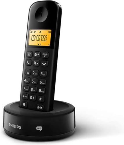 Philips Schnurloses Telefon - D1651B/01 - DECT Telefon - Haustelefon - Festnetzanschluss - Anrufbeantworter - Schwarz, Black von Philips