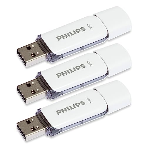 Philips Snow Edition 2.0 USB-Flash-Laufwerk USB-Stick 3X 32GB für PC, Laptop, Computer Data Storage, Lesegeschwindigkeit bis zu 23 MB/s von Philips