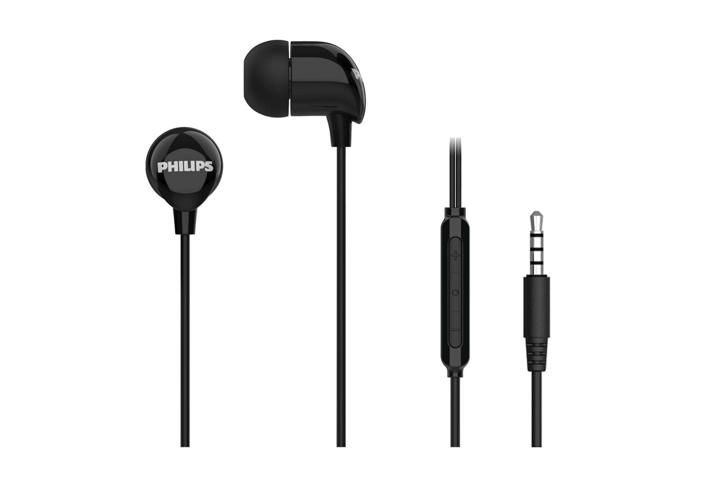 Philips TAE1156BK In-Ear-Kopfhörer (Clear Sound, Dynamische Bässe, Mikrofon, Klinkenstecker 3.5mm, Schwarz) von Philips