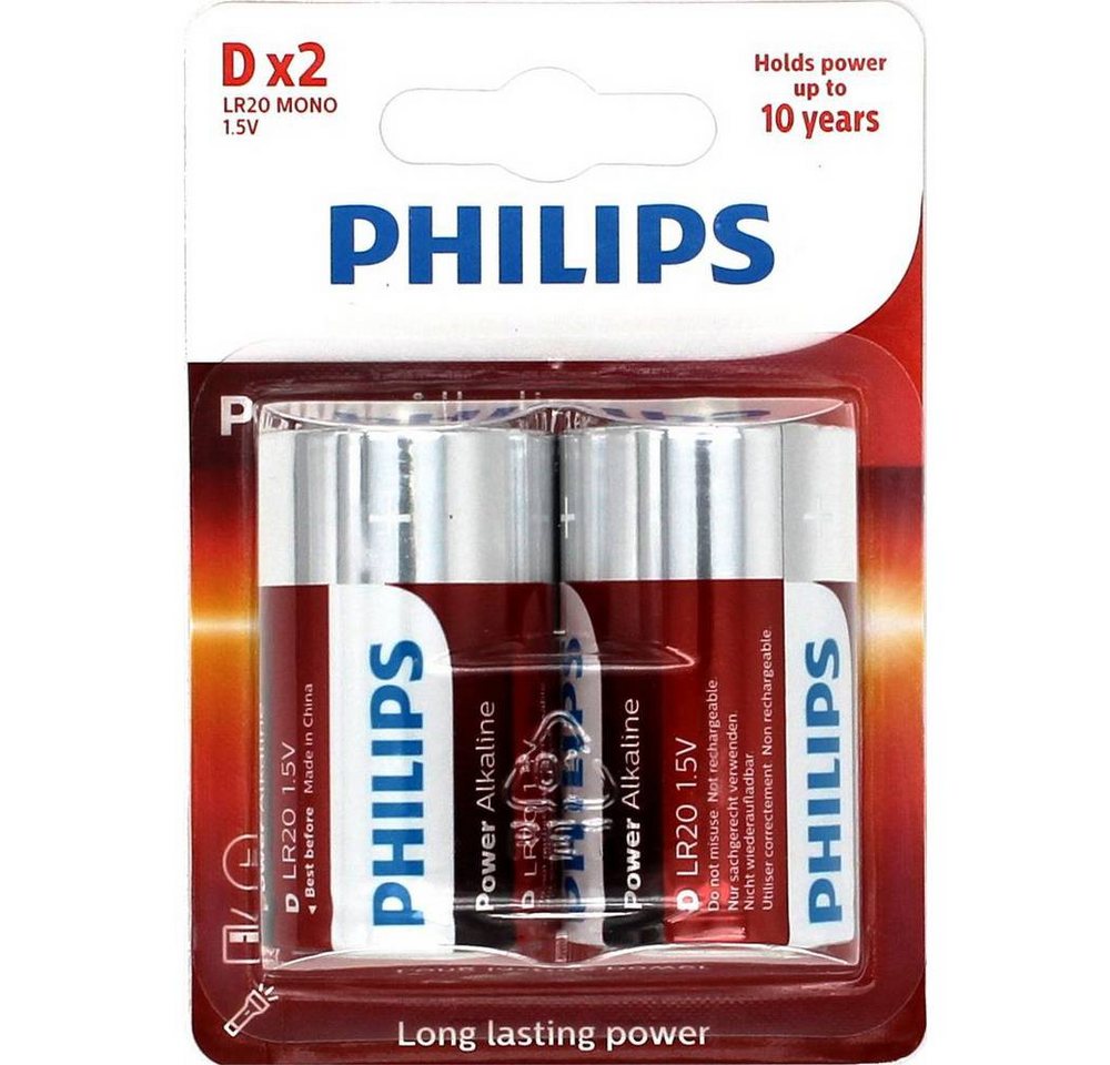 Philips Ultra Alkaline LR20 D, 2er Batterie Philips Ultra Alkaline LR20 D, 2er Batterie von Philips