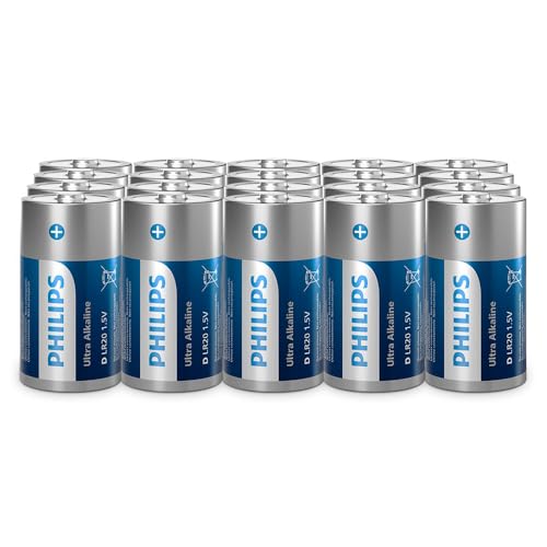 Philips Ultra D Alkali-Batterien, LR20 - Starke Leistung für Taschenlampen und größere Geräte, 20 Stück Philips Ultra D Alkali-Batterien, LR20 - Starke Leistung für Taschenlampen und größere Geräte, 20 Stück von Philips