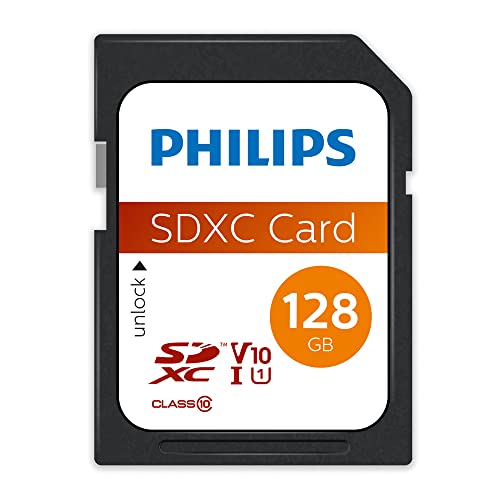 Philips Ultra Speed SDXC Card 128 GB UHS-I U1, Lesegeschwindigkeit bis zu 80 MB/s, V10, Speicherkarte für Kameras, Tablet, PC, Card Reader, Full HD Video von Philips